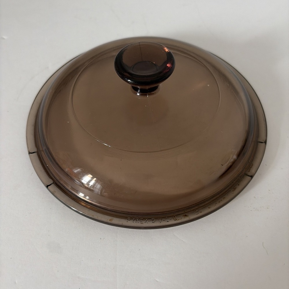 Pyrex V-1-C Vision Amber Glass Cookware Lid 6" Round Pot Pan Cover P1 Vintage